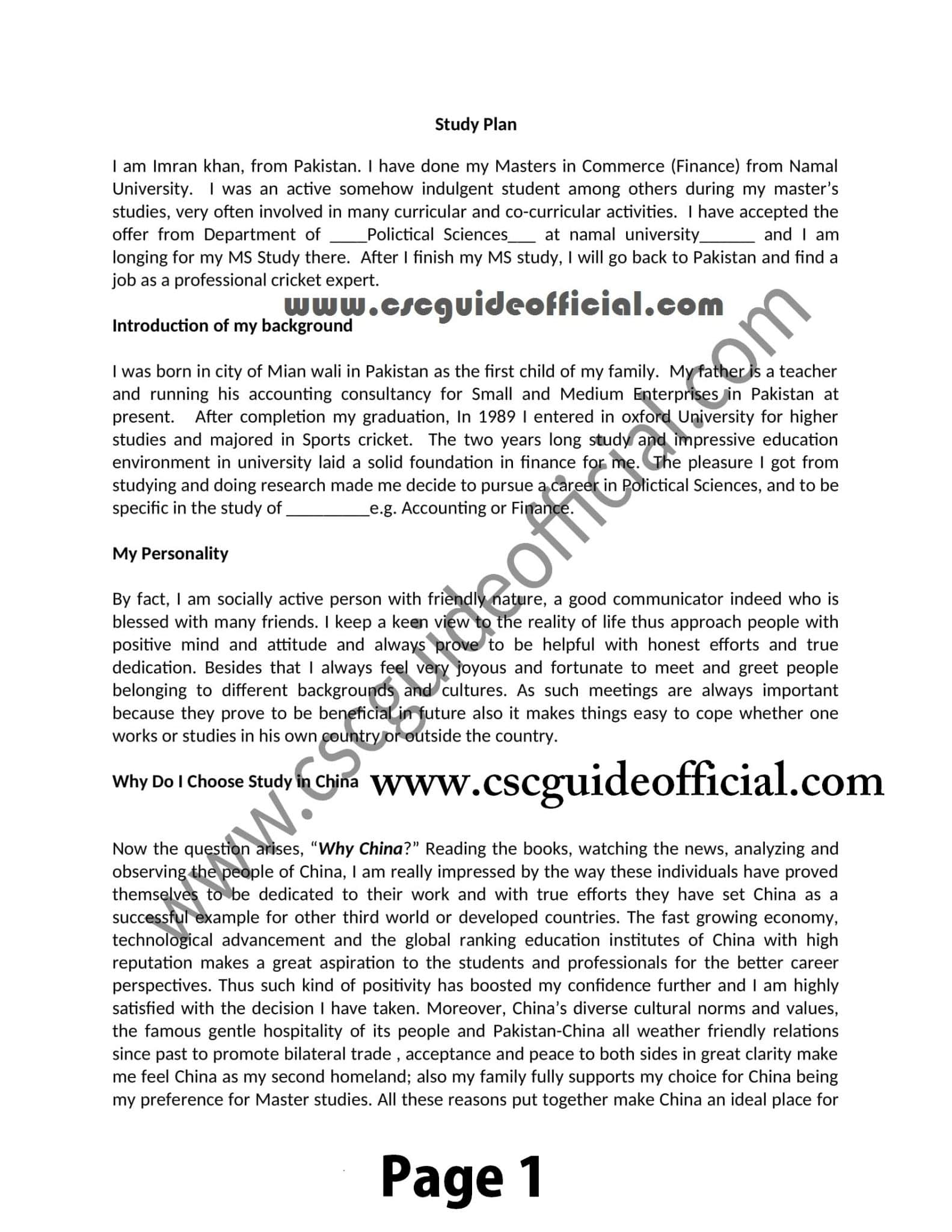 Perfact Study Plan For China Scholarship CSC Guide Official study-plan-for-chinese-university-application-guidance-from-real