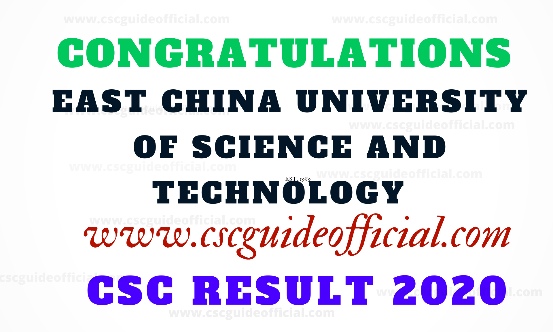 east china university of science and technology csc result 2020