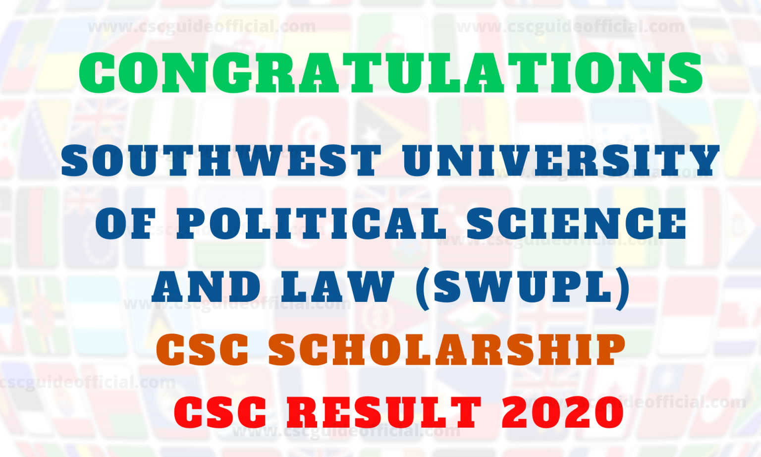 Southwest university of political science and law CSC result 2020