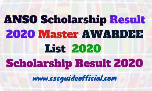 ANSO SCHOLARSHIP RESULT 2020
