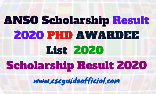 anso scholarship phd result 2020