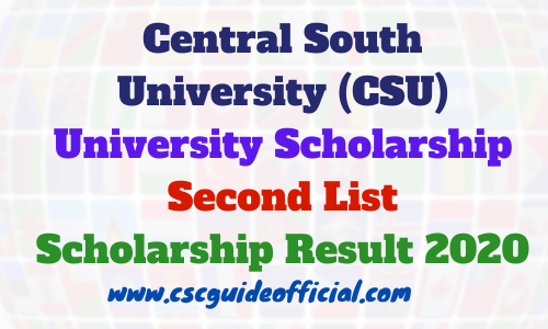 central south university university scholarship second list