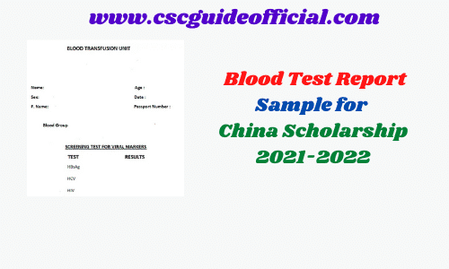 blood test report sample for china scholarship