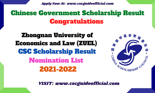 Zhongnan University of Economics and Law CSC Scholarship Result