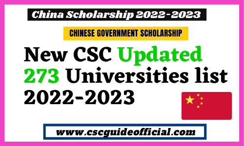 CSC Updated 273 Universities list for china scholarship 2022-2023