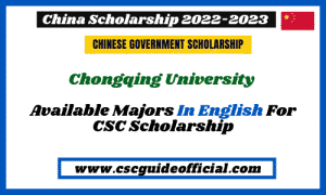 Chongqing University Majors in English