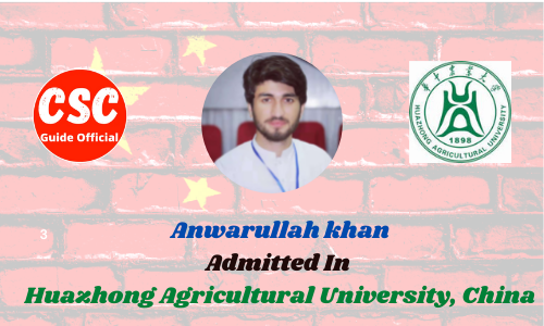 Anwarullah khan Master Scholar Anwarullah khan Huazhong Agricultural University, China csc guide official