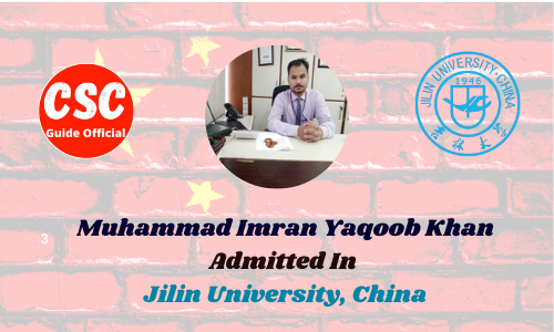 Muhammad Imran Yaqoob Khan Jilin university csc guide official