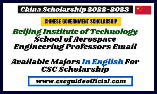 Beijing Institute of Technology School of Aerospace Engineering Professors Email