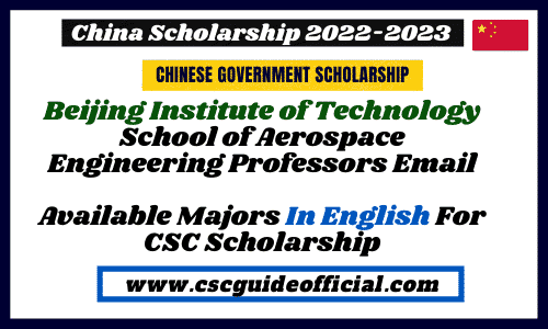 Beijing Institute of Technology School of Aerospace Engineering Professors Email