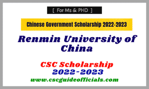 Renmin University of China csc scholarship 2022-2023