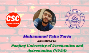 Nanjing University of Aeronautics and Astronautics (NUAA) Muhammad Taha Tariq Master Scholar admitted candidates