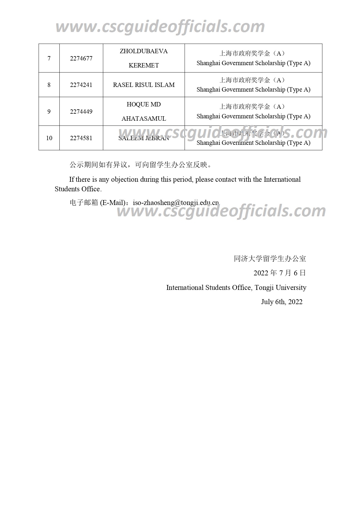 shanghai government shcolarship 2022 2023 Second batch (1)