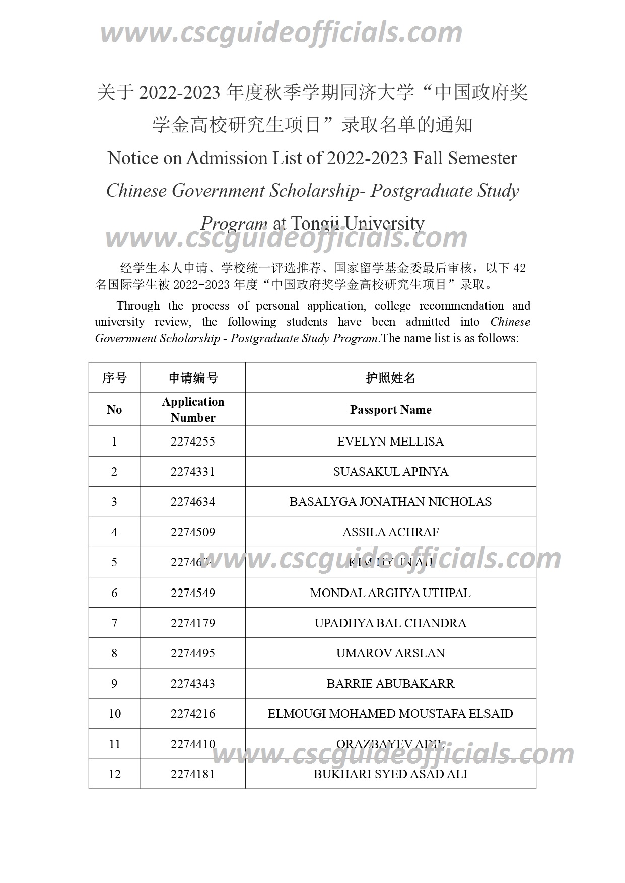 tongji university csc scholarship result 2022-2023 (2)