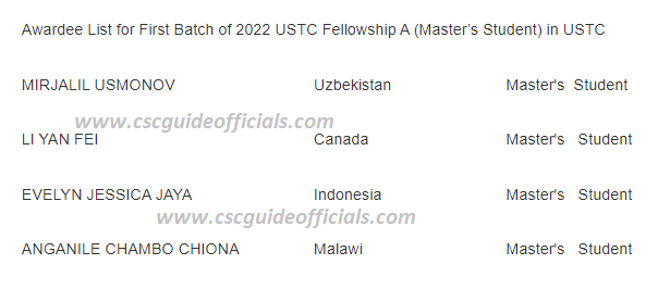 ustc fellowship master student result