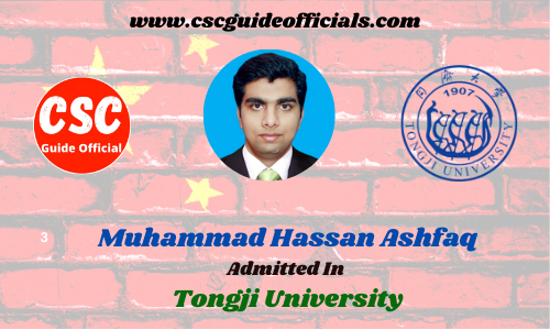 Scholars Wall Muhammad Hassan Ashfaq Admitted to Tongji University   China Scholarship 2022-2023 Admitted Candidates CSC Guide Officials