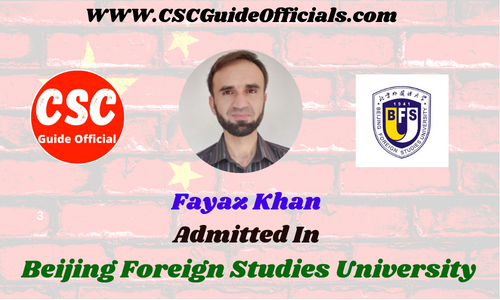 fayaz khan admitted in Beijing Foreign Studies University csc guide officials