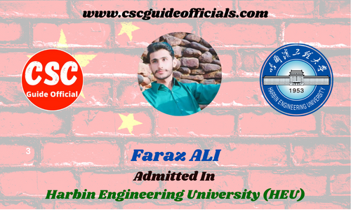 Scholars Wall FARAZ ALI Admitted to Harbin Engineering university China Scholarship 2022-2023 Admitted Candidates CSC Guide Officials
