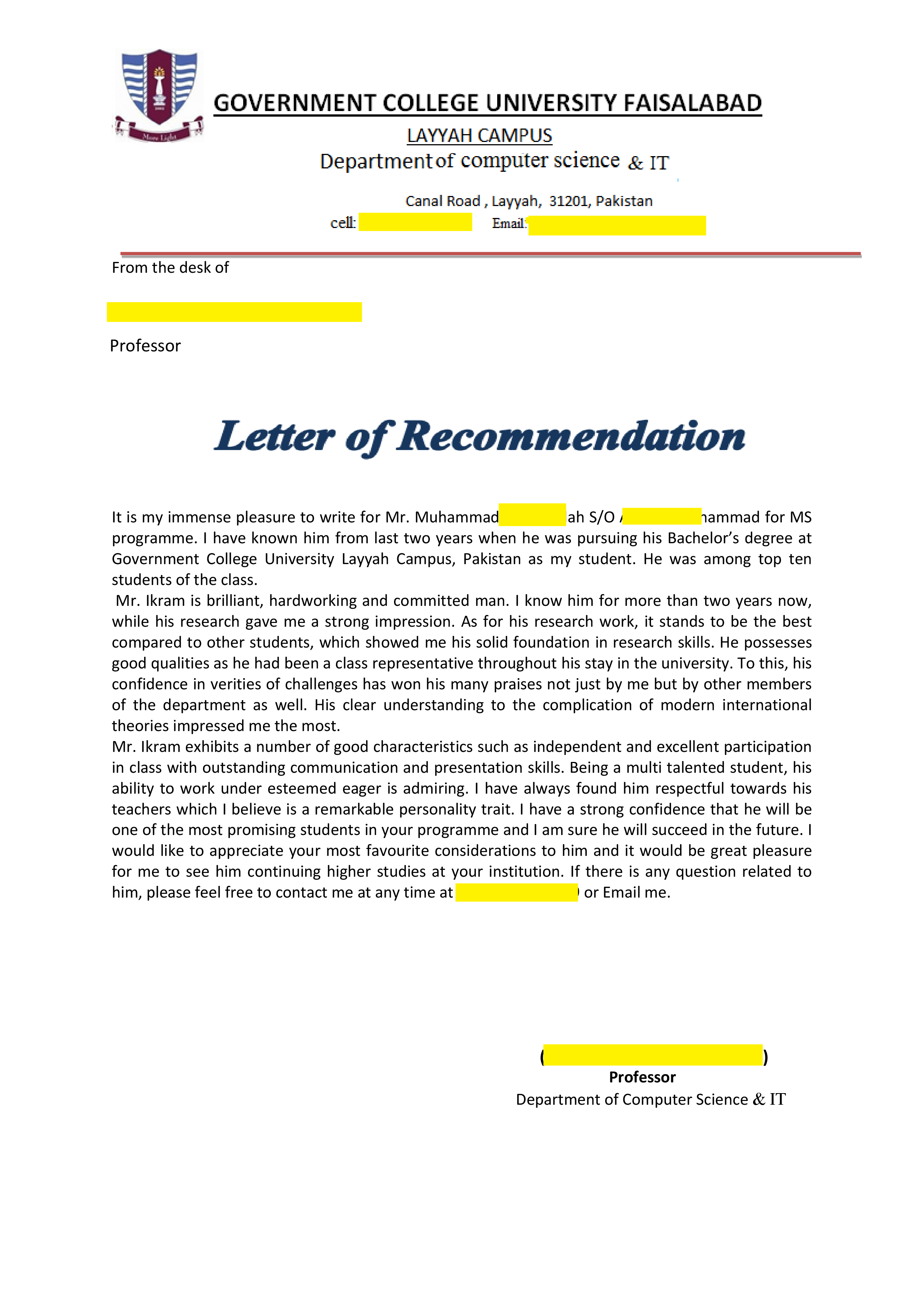 recommendation letter sample csc guide officials 