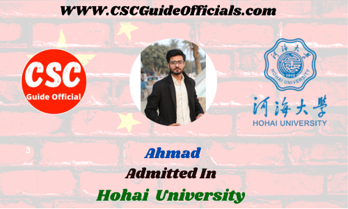 Ahmad Admitted to the Hohai University || China Scholarship 2023-2024 Admitted Candidates CSC Guide Officials Scholar wall