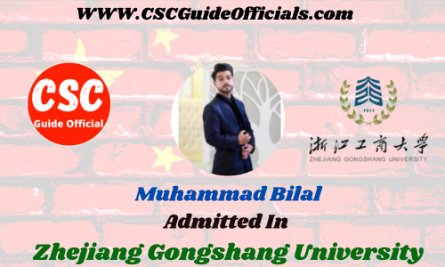 Muhammad Bilal Admitted to the Zhejiang Gongshang University || China Scholarship 2023-2024 Admitted Candidates CSC Guide Officials Scholar wall